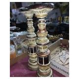 Gold leaf and white tall decorative candle sticks