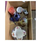 Lot of decorative items includes carnival glass