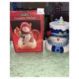 Christmas lit ceramic pitcher in original box and