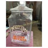 Glass Seyferts butter pretzel canister