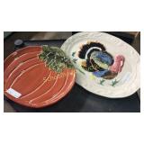 Ceramic Serving Trays Turkey & Pumpkin