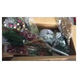 Huge Box of Florals with new wine glasses approx