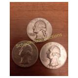 1954, (2) 1964 90 percent silver quarters