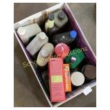 Box of cleaners spray paint and more