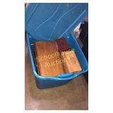 Tote of 4 wood boxes, 1 is jewelry box, plus