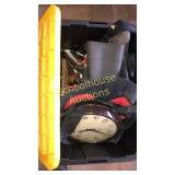 Large tote with lid full of misc. hand tools,