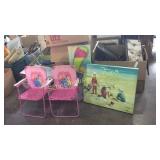 Boxes and boxes of goodies, child chairs,