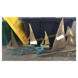 Metal Sail Boat Wall Hangings x2