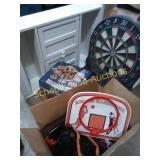 Hutch, dart board, Games and more