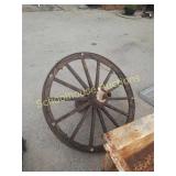 Large wood wagon wheel with hub