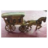 Iron ice Carriage with horse . Wheels move but