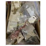 Box of fashion jewelry parts and pieces