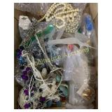 Box of fashion jewelry parts and pieces