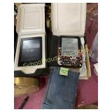 2 Amazon kindles with charging cord and case with