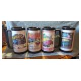 Assorted plastic street rod car beer steins