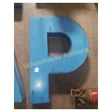 Metal letter P sign.  About 24 inches