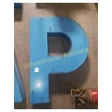 Metal letter P sign.  About 24 inches