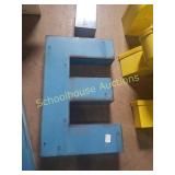 Blue Metal letter E sign.  About 24 inches