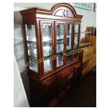 Nice lighted 2pc glass hutch Alexander Jullan