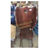 Child sized wooden high back  rocker