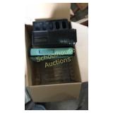 Two medium boxes one full of organizers the other