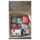 Box of CDs DVD and VHS sets