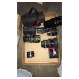 Flat of different camera lenses