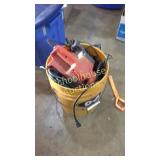 Bucket, extension cords, belt sander