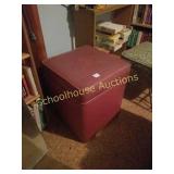 Vintage cushioned toy box with toys