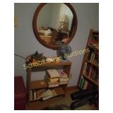 Small wood shelf with decorative items and big