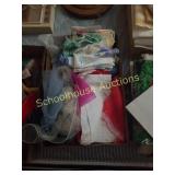 Falt of vintage handkerchiefs, aprons, and