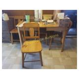 Vintage wood table and 4 chairs