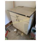 Metal cabinet and contents approximately 33" x