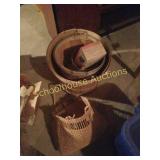 Group of apple baskets and hand made bag