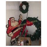 Card board Santa with large and small wreathes