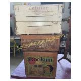 Vintage wooden crates Eatmor Cranberries, skookum