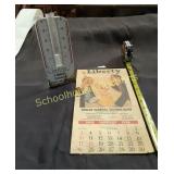 Vintage Calender and Thermomentor/ Rain catcher