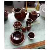 Set of Nine Crock Pottery Marked , water pitcher