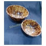 Brown & Gold Pottery Bowls marked  8" & 6"