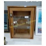 Wood Cabinet with Glass Front & 2 Glass Shelves