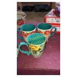 3 Pioneer Woman large mugs 2 same pattern