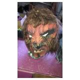 Vintage creepy full head mask. Brown hair red