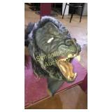 Vintage creepy full head mask. Gray werewolf