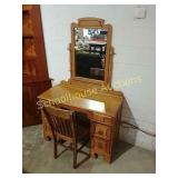 Vanity desk & chair approx 4.5ft wide & 6ft tall