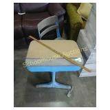 Vintage school desk & yardstick * chair & storage