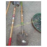 Rounded shovel with rubber handle