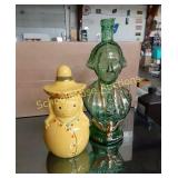 Vintage Bicentinal Green Glass Vase & Bank