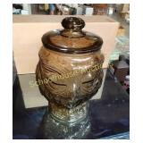Amber Glass Owl 13' use for cookie jar or