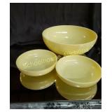 Vintage Glass Yellow Bowls x3  10"& 6" not marked