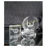 Cut Glass Eagle &  Bear Paper Weight